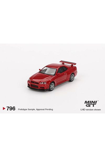 mini gt Nissan Skyline Gt-R (R34) V-Spec Active Red Blister