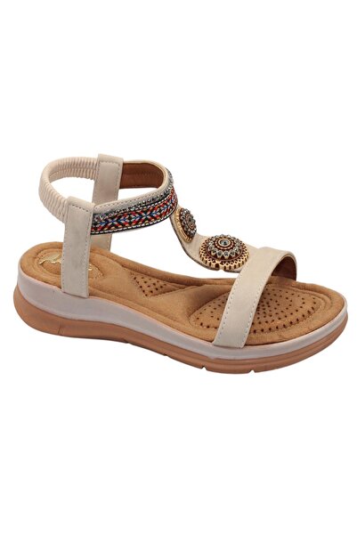 Celira Γυναικεία πέδιλα παπούτσια Akç A26 Cream Daily Stone