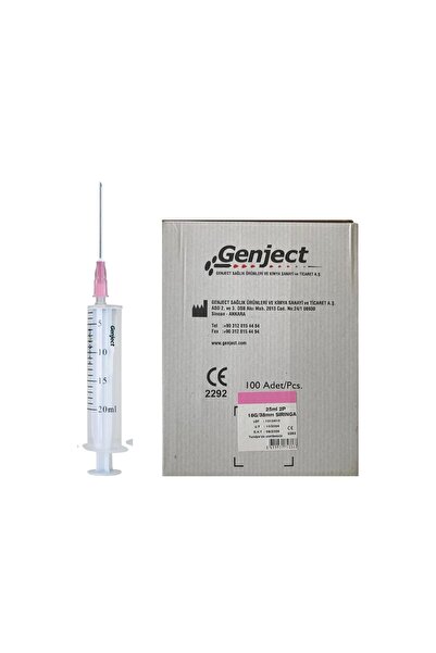 Genject - 20 ML 2PARÇA PEMBE İĞNELİ ENJEKTÖR VETERİNER - 100 ADET
