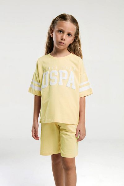 U.S. Polo Assn. Set de pantaloni scurți tricou pentru fete galben premium