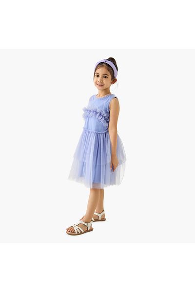 Juniors Textured Sleeveless Dress With Button Closure