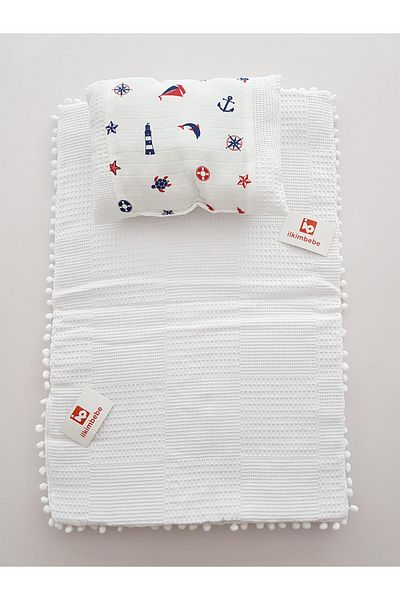 ilkimbebe Sailor Pompom Pique Baby Baby Pillow Set