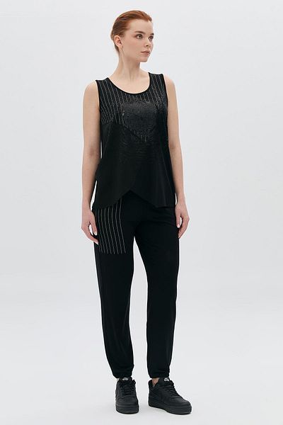DAIDO Sequin Printed Striped Tank Top