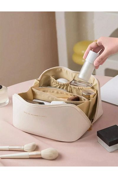 Generic حقيبة مستحضرات التجميل المصنوعة من جلد البولي يوريثان