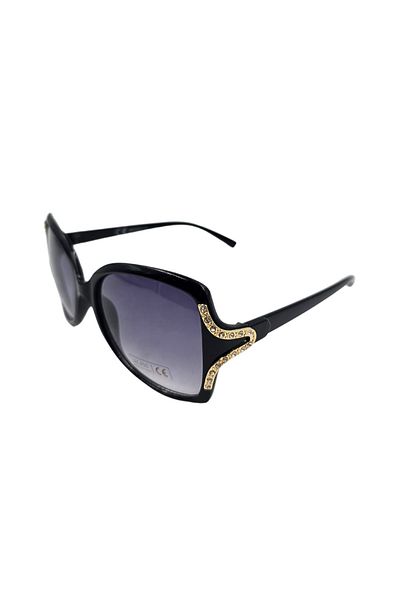 Tiara Ochelari de soare pentru femei, Tiara, ramă neagră lucioasă, formă de fluture, detalii aurii, protecție UV 400