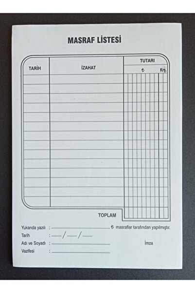 DEFTERSAN A5 Masraf listesi 2 cilt 80 gram