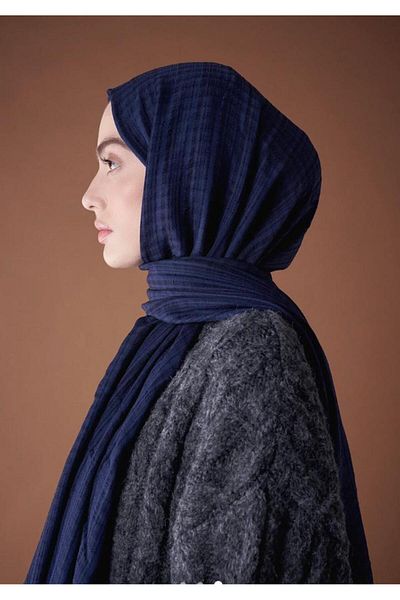 Modakaşmir Aminenesil Misto Cotton Navy Blue Color Shawl