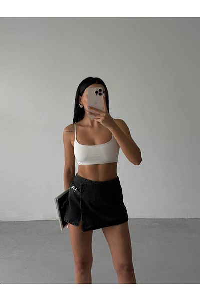 lovebox New Season Belt Detailed Denim Women's Mini Denim Skirt 52202076
