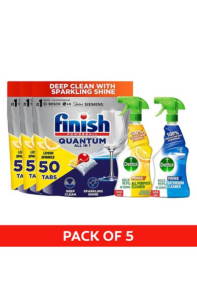 Dettol All Purpose Spray Lemon 500ml Bathroom Cleaner 500ml Finish Quantum Tabs Lemon 50x3