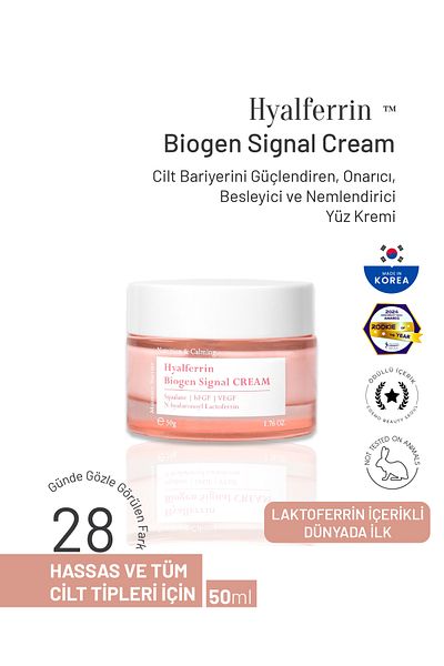 Hyalferrin Biogen Signal Cream - 50ml Face Cream, Skin Barrier, Lactoferrine and Hyaluronic Acid