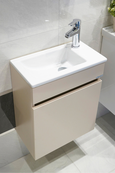 viesta banyo Fit Banyo Dolabı Seti (45 Cm Vizon Aynalı Lavabolu Mdf)