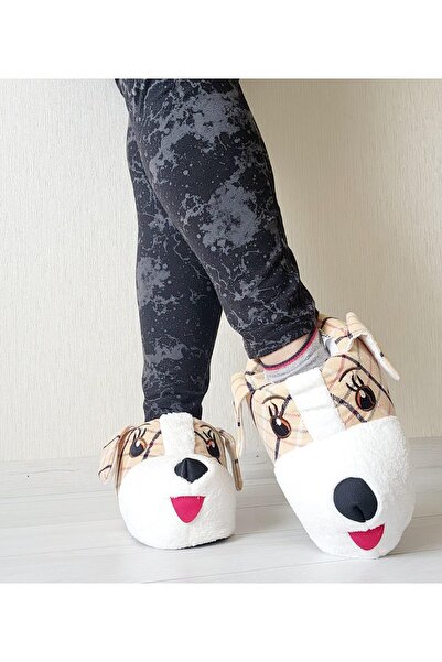 AkınalBella Soft Winter Home Slippers with Dog Figure