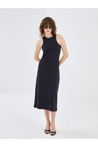 LC Waikiki Blai̇s Black Women's Crew Neck Straight Dress