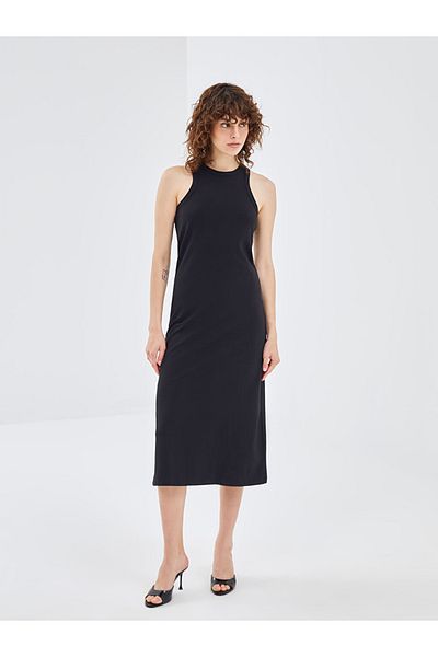 LC Waikiki Blai̇s Black Women's Crew Neck Straight Dress