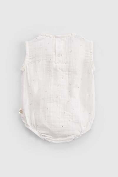Little Gusto Organic Cotton Muslin Ecru Baby Sleeveless Bodysuit