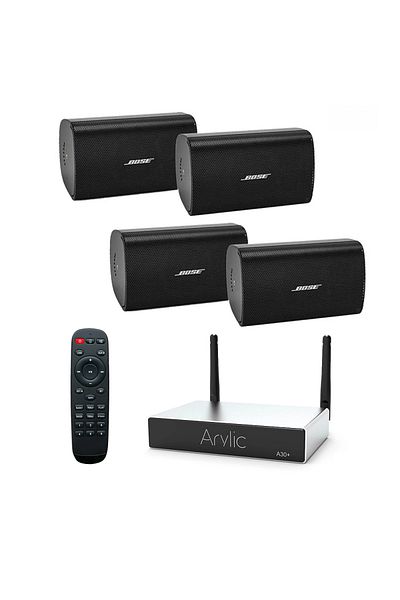 Bose Bose FS2SE black wall speaker system, Arylic A30+ amplifier, internet radio, wi-fi, bluetooth