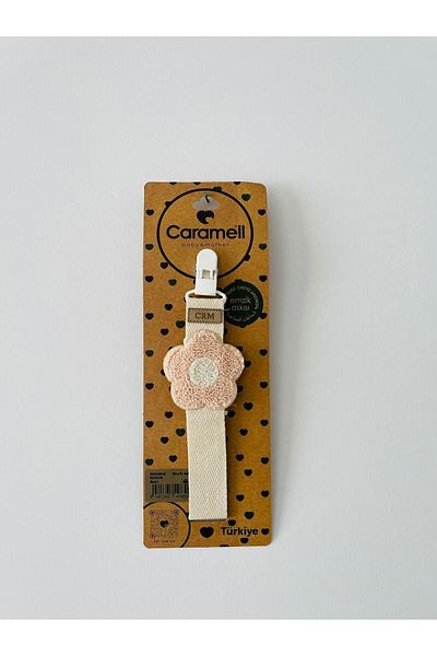 Caramell Baby Pacifier Strap FLOWER Patterned NEWBORN BABY (SALMON COLOR)