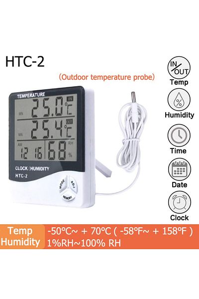 LPPCOLTD Htc-2 Lcd Digital Temperature Humidity Meter Htc-2/htc-1 Home Indoor Outdoor Hygrometer Thermometer