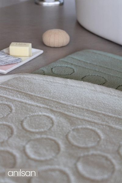 Anılsan Cream Foot Towel - 50X70 Cm, 300 Gr, 100% Cotton, Spa and Hotel Round Pattern Bath Mat, Daily K