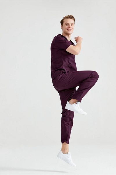 DEMOTEKS Costum medical Grena Elastane, pentru bărbați - Model Classic Flex