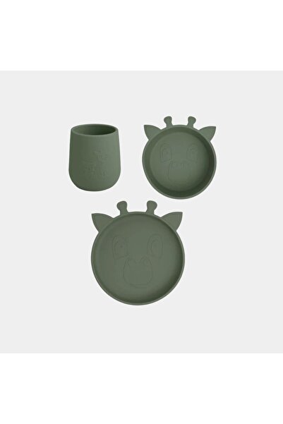 Nuuroo Silicone Table Set, 3 Pieces, Judi Giraffe Dusty Green