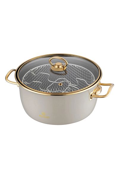 Emsan Retro Enamel Frying Pot Beige