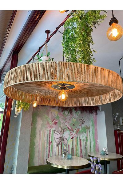 MDZN Wicker Chandelier 85X85 Bohemian Chandelier Jute Chandelier Room Kitchen Living Room Chandelier Rustic Chandelier