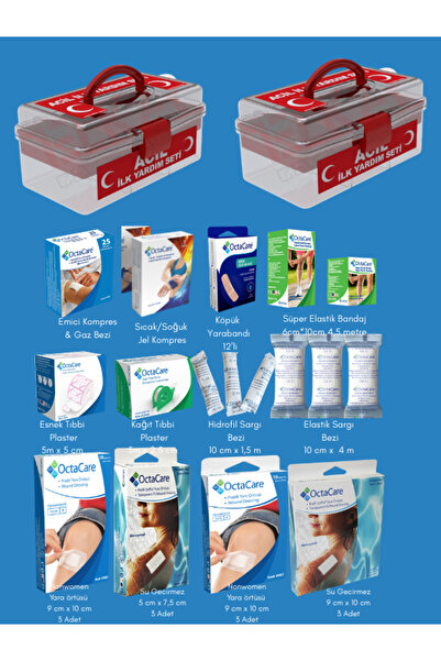 Octamed Deprem İş Yeri, Ecza Dolabı, Karavan, Araç, Ev ve ofis İlk Yardım Ürünleri (Baticon 100 ml Hediye)