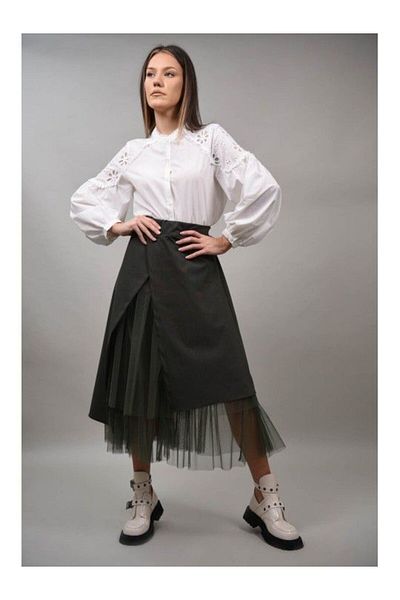 Y TWO WOMEN Camasa Bumbac Cu Guler Mao Cu Broderie Bassano Alb M-l