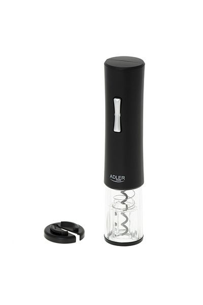 adler Ad 4490 Electric Corkscrew, Led Lighting, Foil Cutter, 4 X Aa, Black