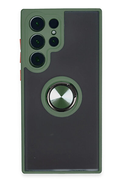 NewFace حافظة سامسونج جالاكسي S23 الترا مونتريال من السيليكون مع حلقة - أخضر ...