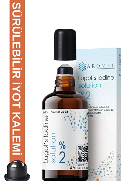 Aromel Iyot Kafesi Için Lügol %2 Lik | 30 ml | Sürülebilir Roll-on Başlıklı Cam Şişe | Iyot Kalemi