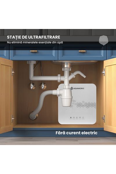 AquaWorks Water filter, AquaWorks™ Complete, includes black 3-way faucet, 5 stages of filtration