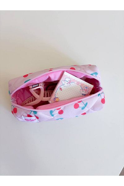 girlsybags Cherry Pink Μονόκλινο Μολυβοθήκη Πλενόμενη Σχολική Μολυβοθήκη Μολυβοθήκη με φερμουάρ
