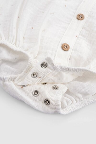 Little Gusto Organic Cotton Muslin Ecru Baby Sleeveless Bodysuit