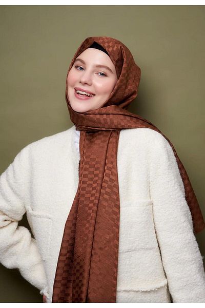 Modakaşmir Jacquard Shawl Brown Color