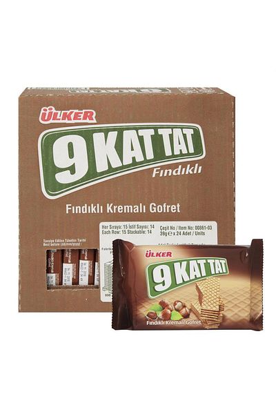 Ülker Nine Layers Taste Wafer with Hazelnut Cream 39 g X 24 Pieces