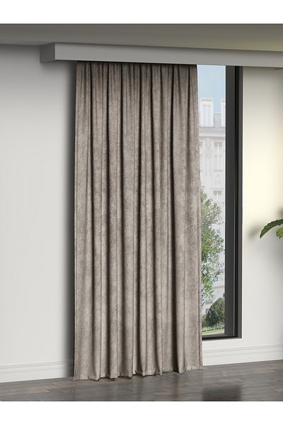 FAVOLLİ Stone Color Dream Series - Velvet Textured Island Background Curtain and Drawstring