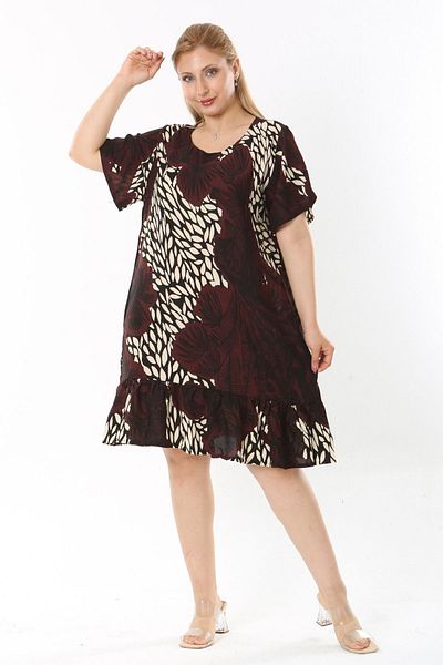 Eceyaman moda Women's Pattern Midi Oversize Dress