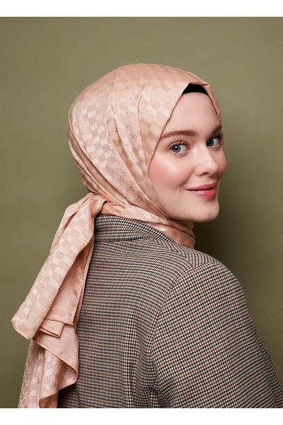 Modakaşmir Şal Jacquard Culoare Bej Nisip