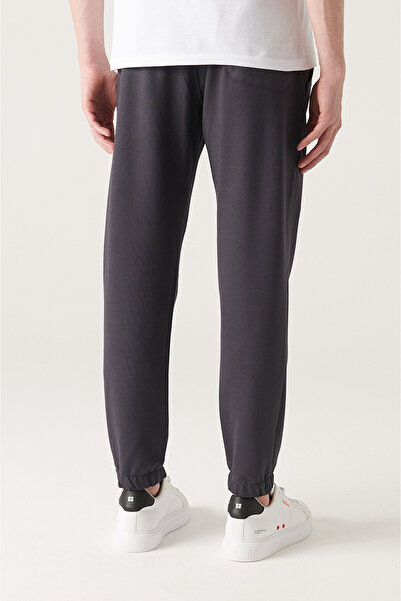 Avva Erkek Antrasit Beli Bağcıklı Yandan Cepli Paçası Lastikli 2 İplik Pamuklu Eşofman Altı E003403