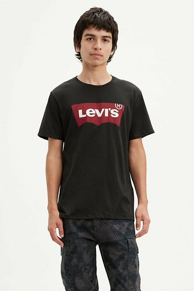 Levi's Tricou negru cu grafic Set-ın Neck Graphic pentru bărbați