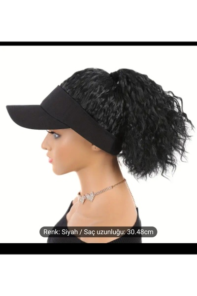 Handmade Siyah at kuyrugu şapkalı saç pratik urunler tak çık sapkaya sabit sa...