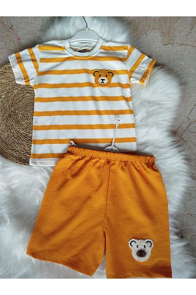 renkli diyar Boy's Children's Bottom Top Suit Short Sleeve Tee and Shorts Two-Piece Suit Nursery Primary School