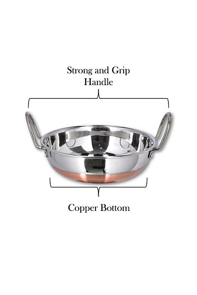 Melrich Stainless Steel Copper Bottom Deep frying Kadai 21cm