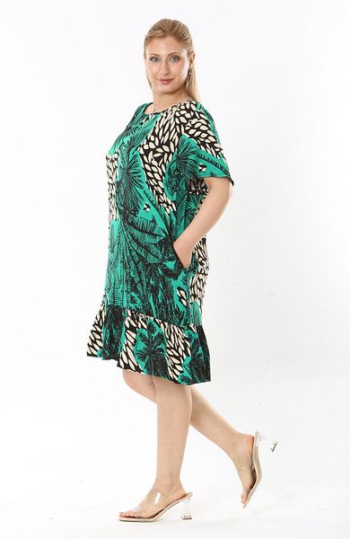 Eceyaman moda Women's Pattern Midi Oversize Dress