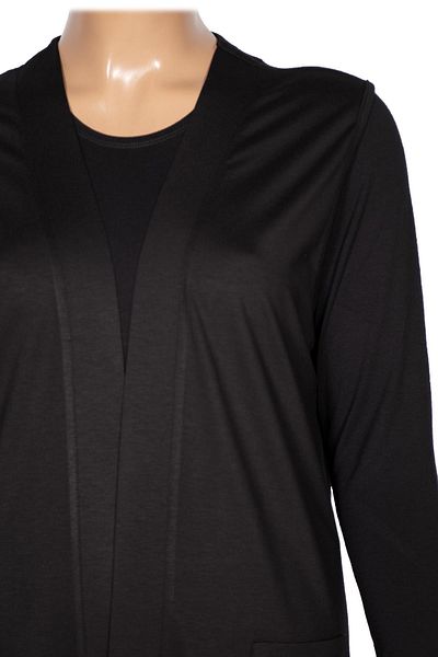 Hermevsim Hesna Women's Arzum Large Size Pocketed Flexible Combed Cotton Black Vest