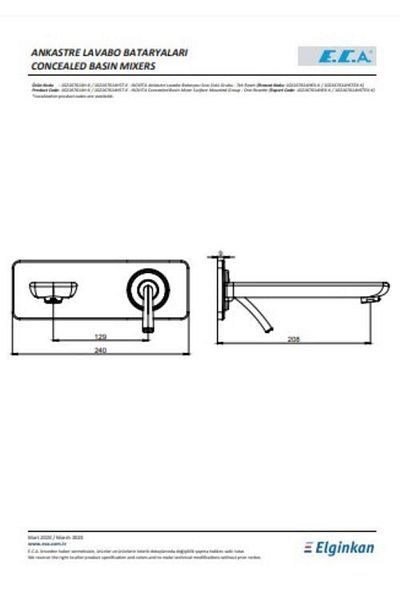 Eca Novita Concealed Sink Faucet Surface Mounted 102167614H-K