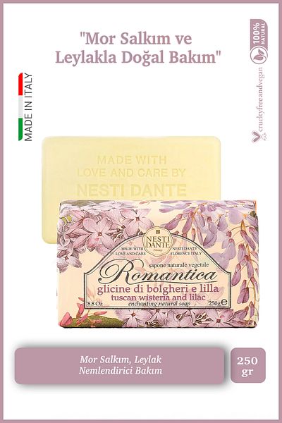 Nesti Dante Romantica Tuscan Solid Soap with Wisteria & Lilac 250g |   Moisturizer | Lilac and Purple Cluster