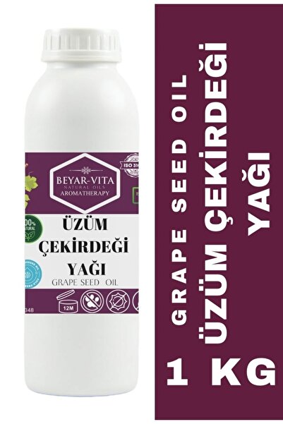 BEYARVİTA 1 كجم من زيت بذور العنب وزيت فيتيس فينيفيرا - زيت بذور العنب المعصو...